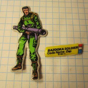 1982 G.I. Joe Cartoon Series Refrigerator Magnet: Bazooka Soldier Zap